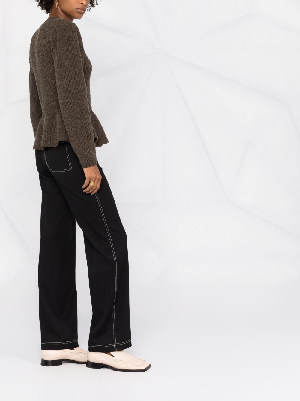 ribbed-knit peplum-hem jumper - 4