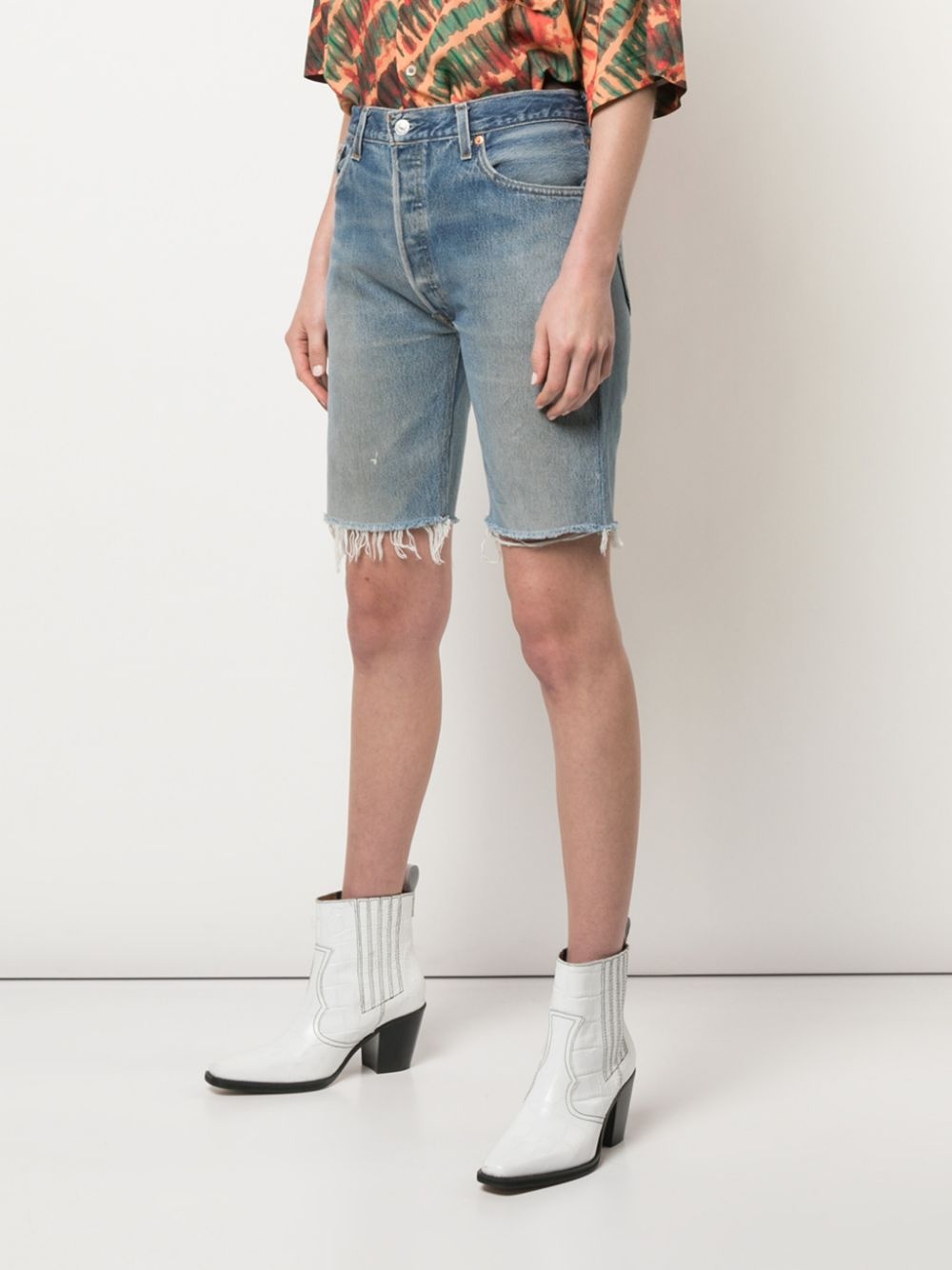 knee length denim shorts - 3