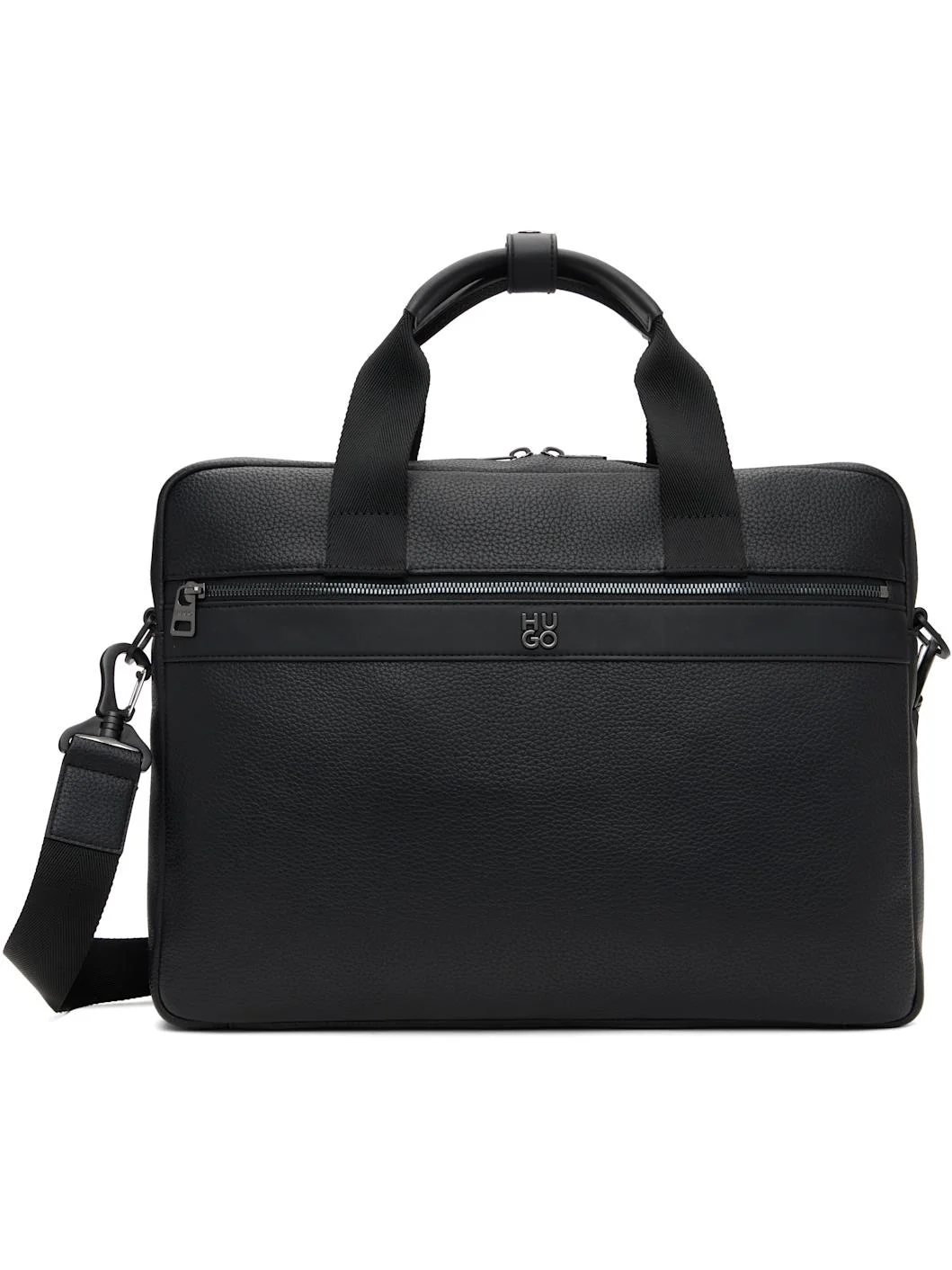 Black Stacked Logo Document Briefcase - 1