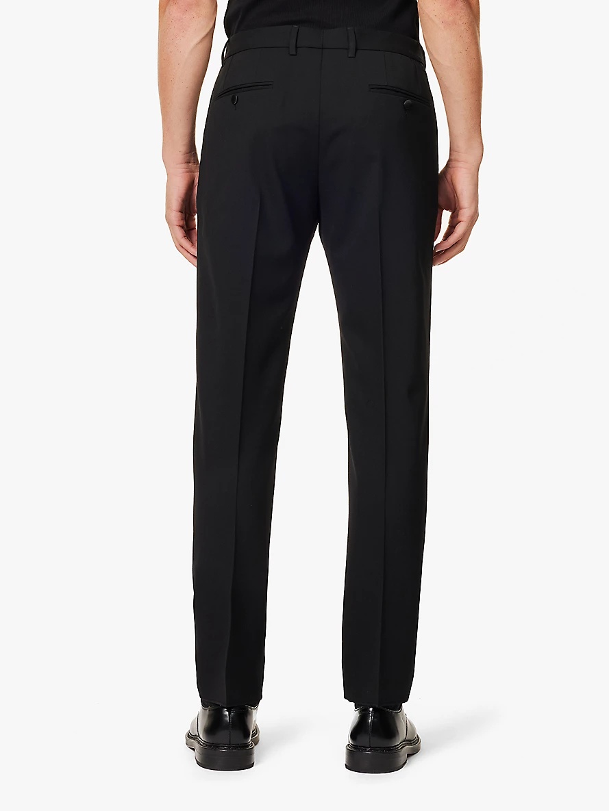 Regular-fit tapered-leg wool-blend twill trousers - 4