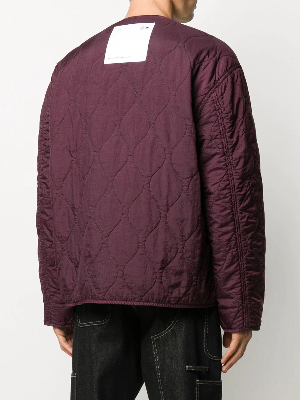 quilted collarless bomber jacket - 4