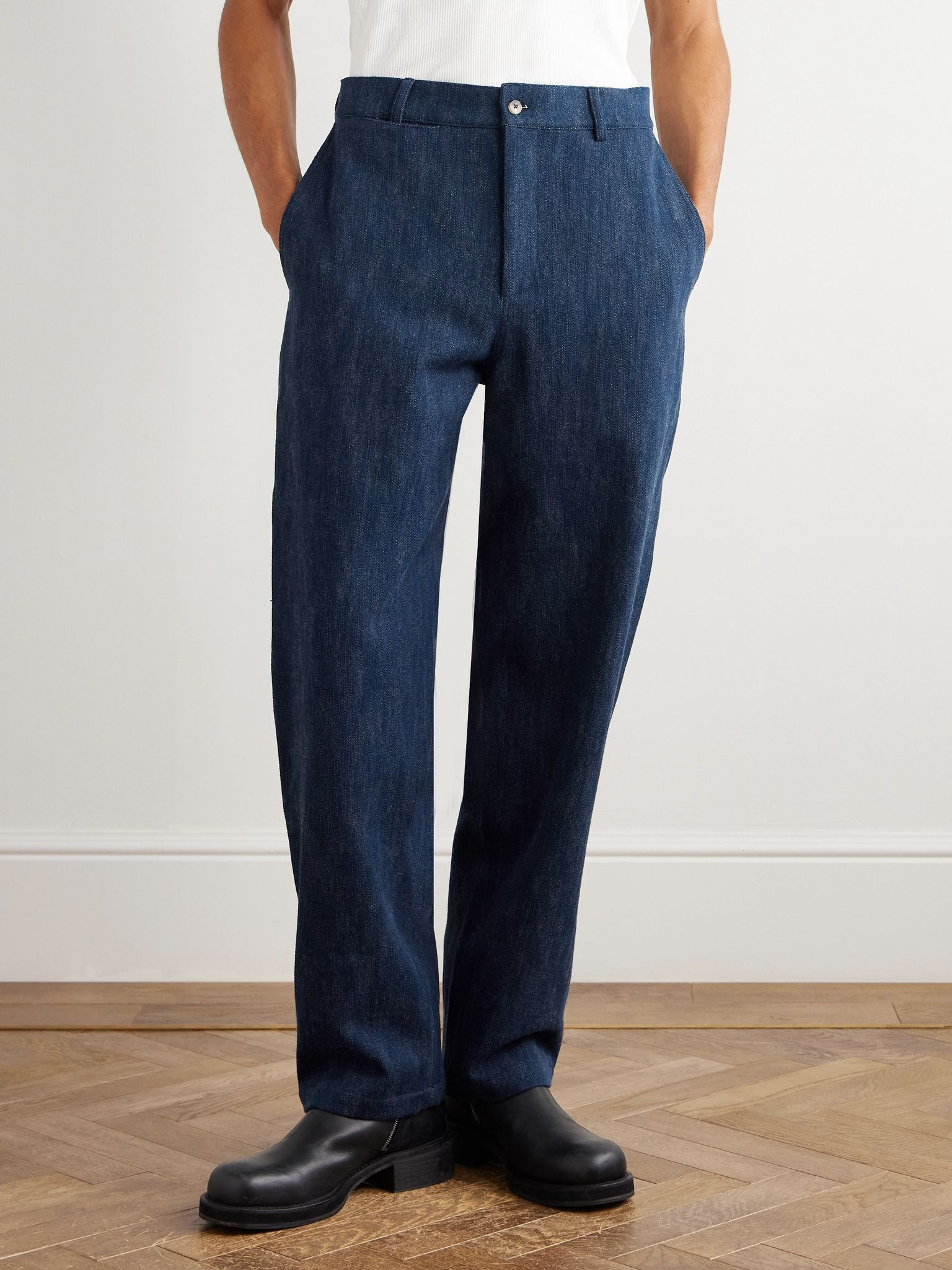 Balloon Tapered Cotton and Virgin Wool-Blend Trousers Blue - 3