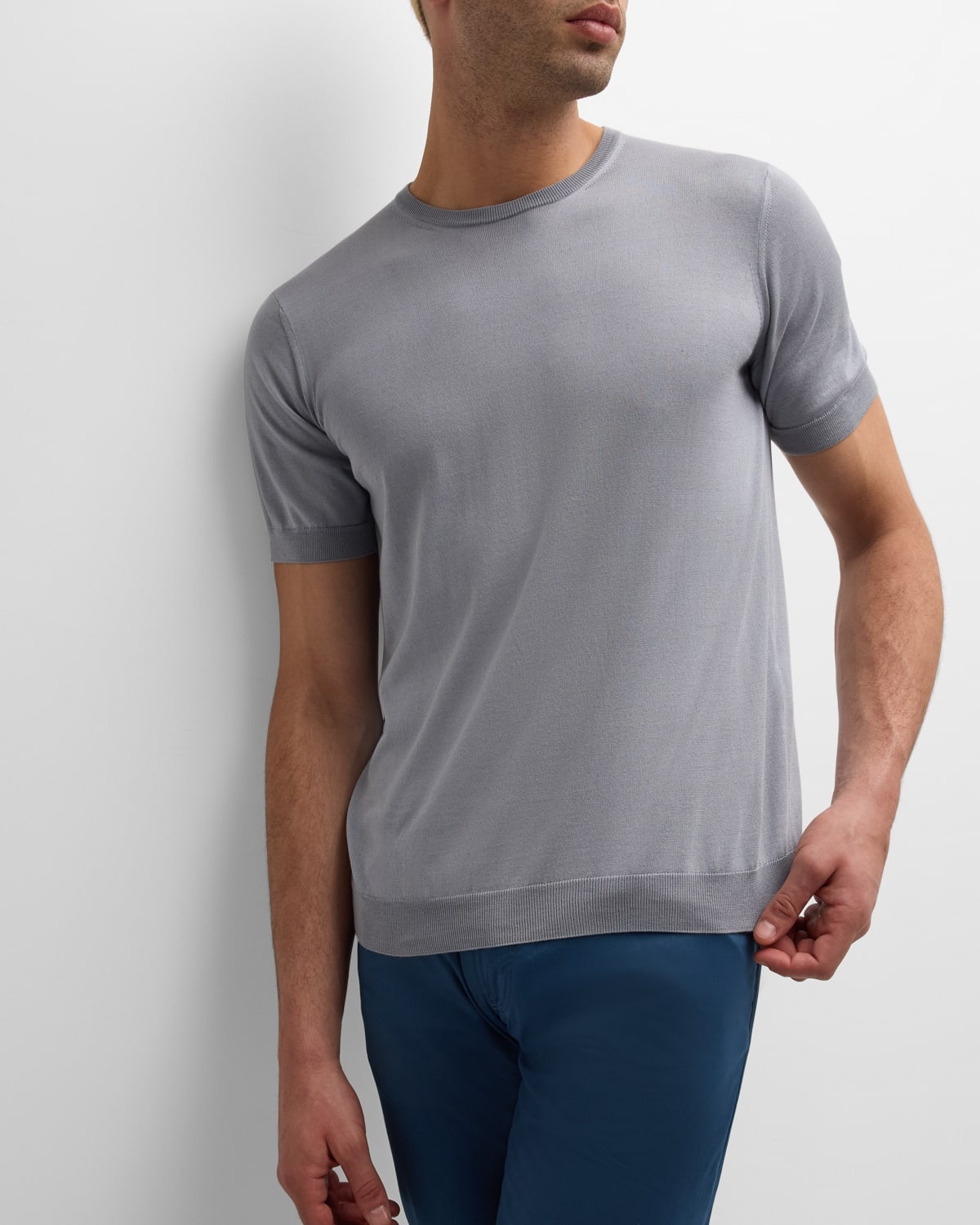 Men's Silk-Cotton Crew T-Shirt - 6