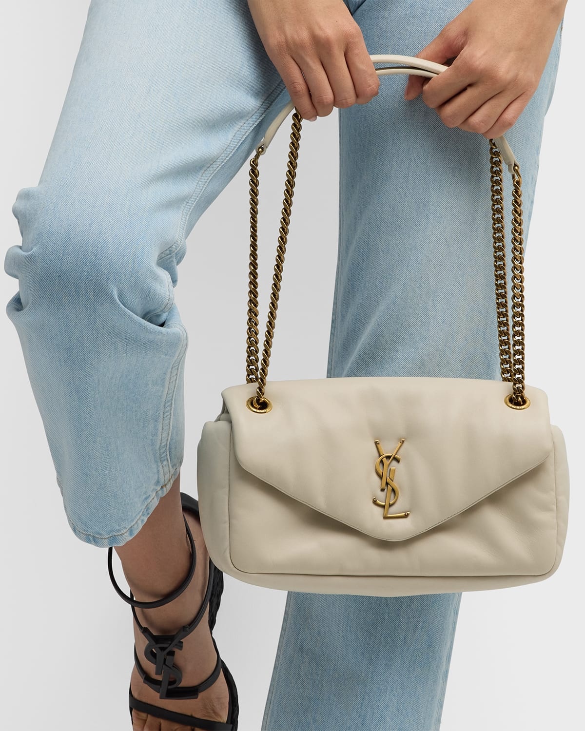 Calypso Small YSL Shoulder Bag in Smooth Padded Leather - 5