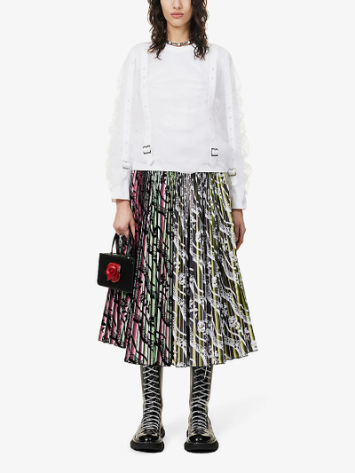 Noir Kei Ninomiya Buckle-embellished ruched cotton-jersey top outlook