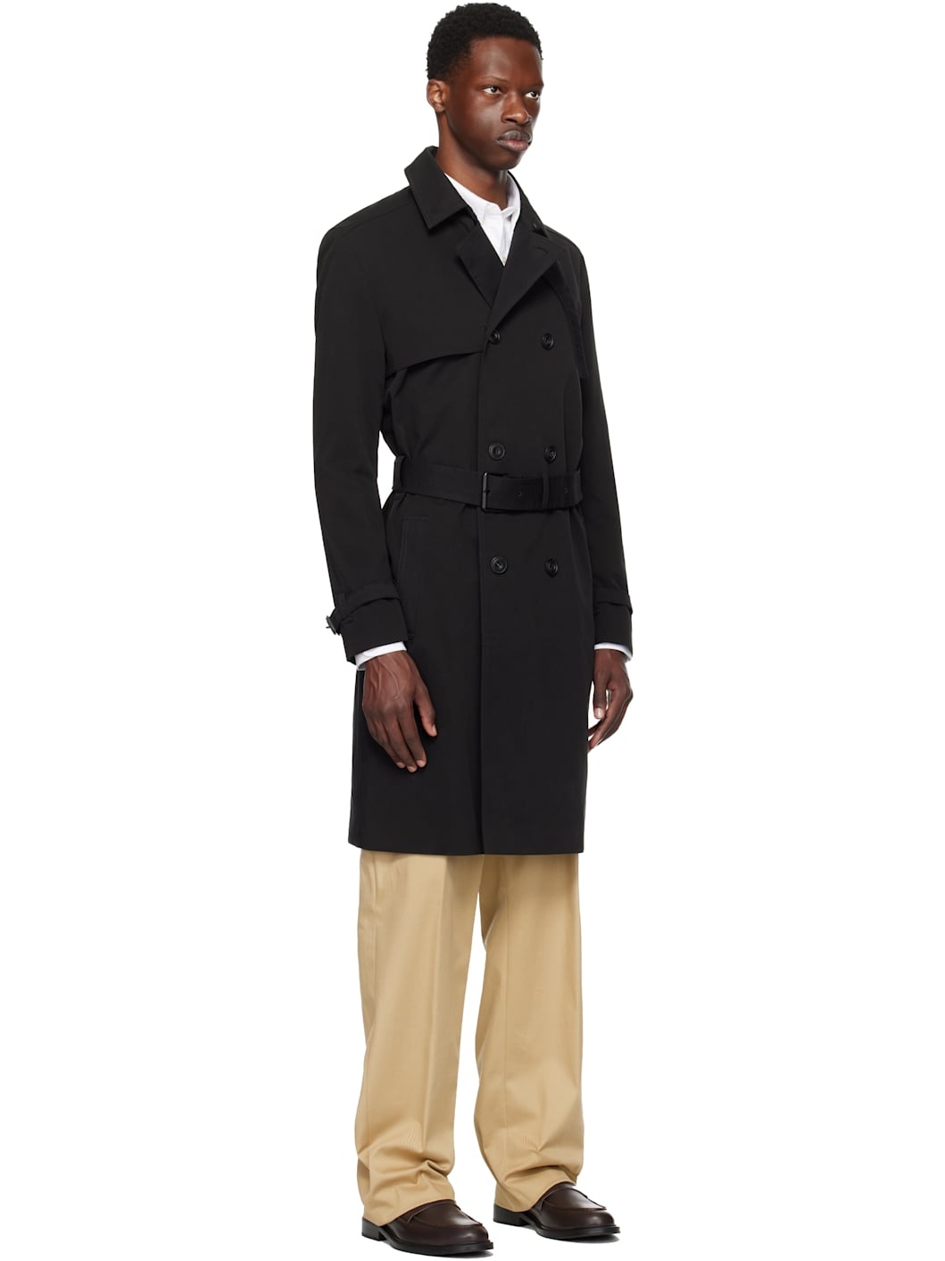 Black Water-Repellent Trench Coat - 2