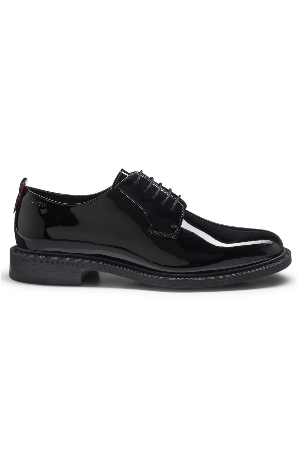 PATENT-LEATHER DERBY SHOES WITH EMBOSSED LOGO - 1