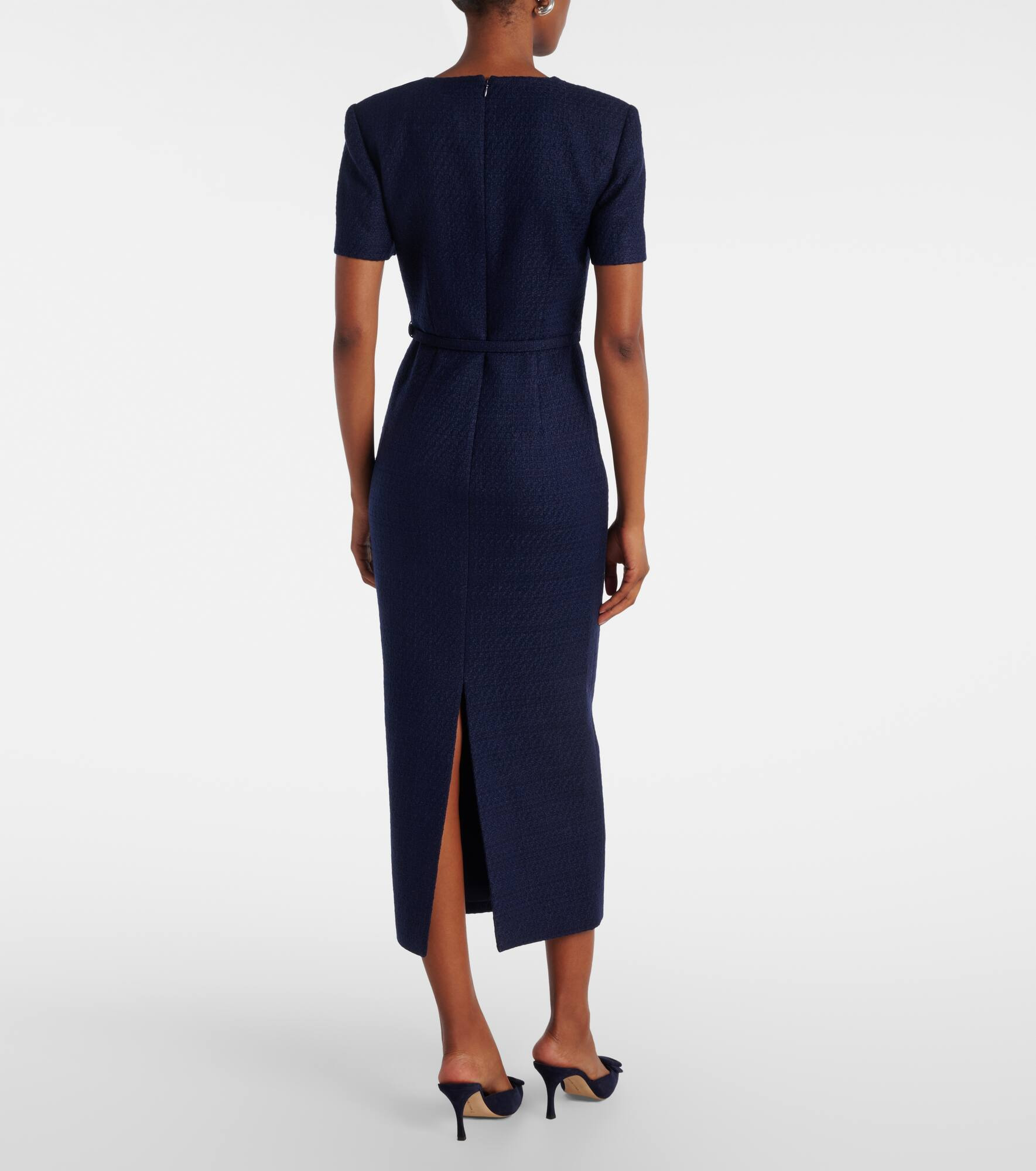 Belted bouclé midi dress - 3