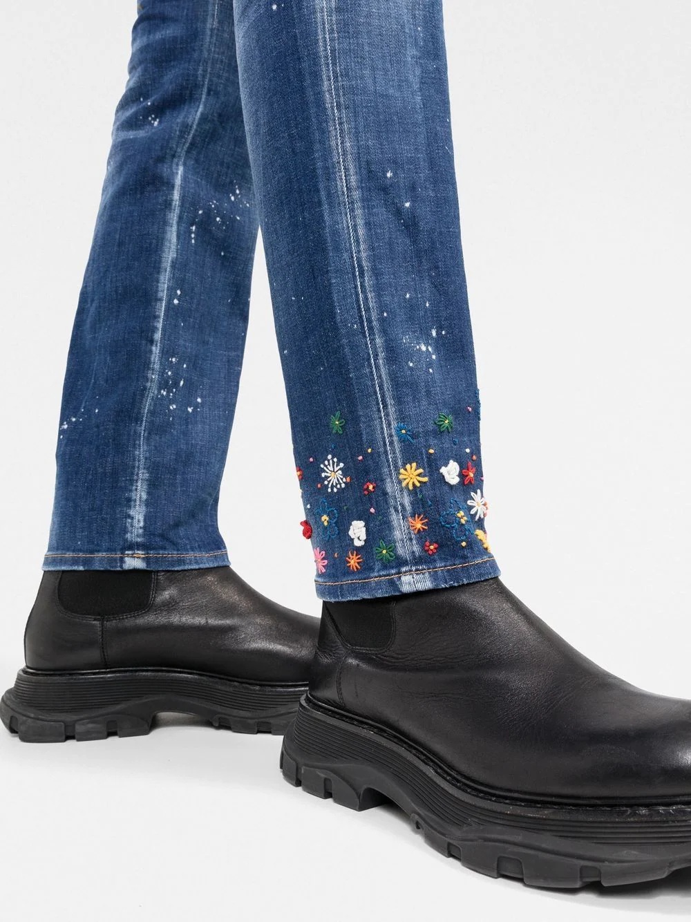 Ditsy ripped slim-fot jeans - 5