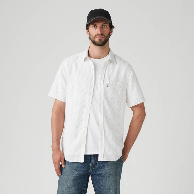 SHORT SLEEVE SUNSET COTTON LINEN ONE POCKET SHIRT 2