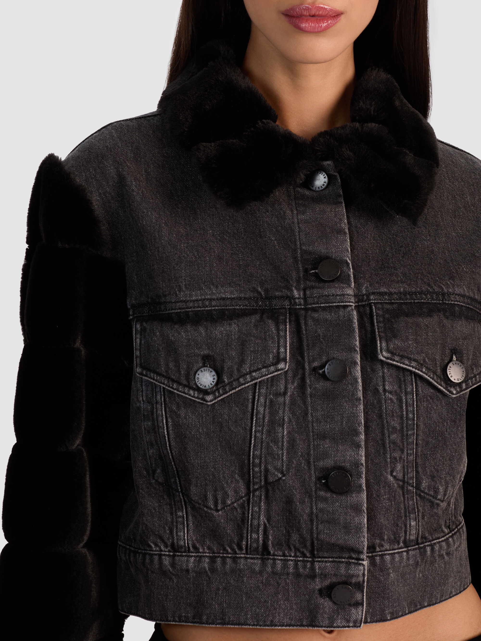 JEFF FAUX FUR DENIM JACKET - 5