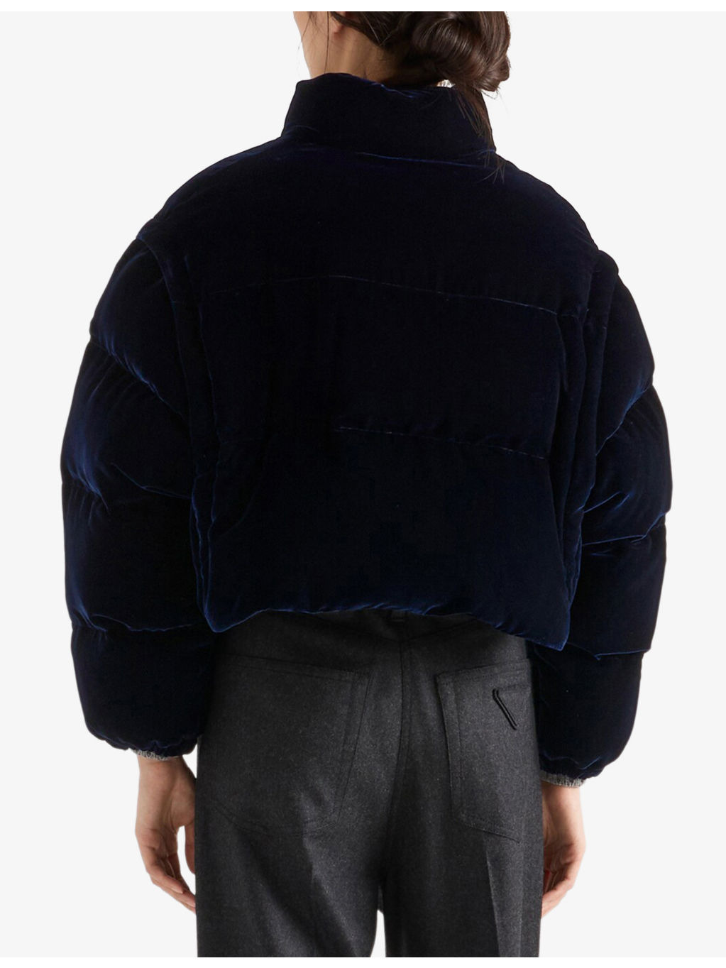 Logo-Embellished Velvet Down Jacket - 3