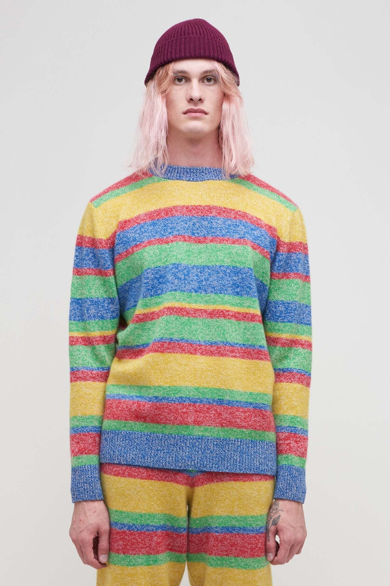 The Elder Statesman MARLED STRIPE CREW outlook