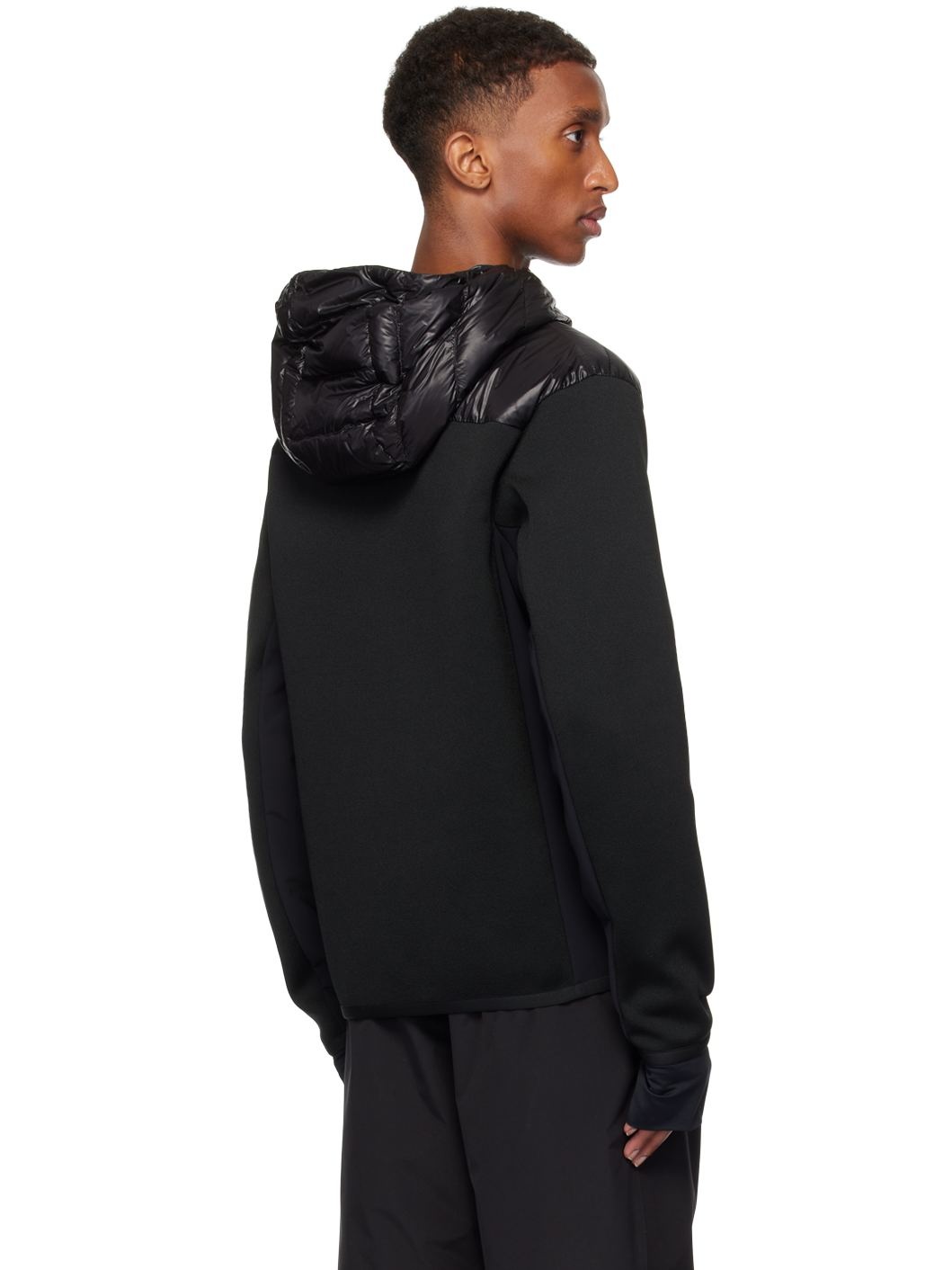 Black Paneled Down Jacket - 3