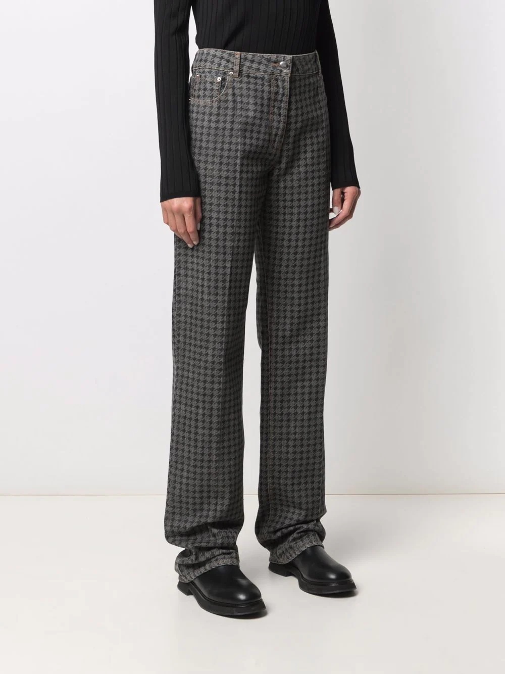 houndstooth-print straight-leg jeans - 3