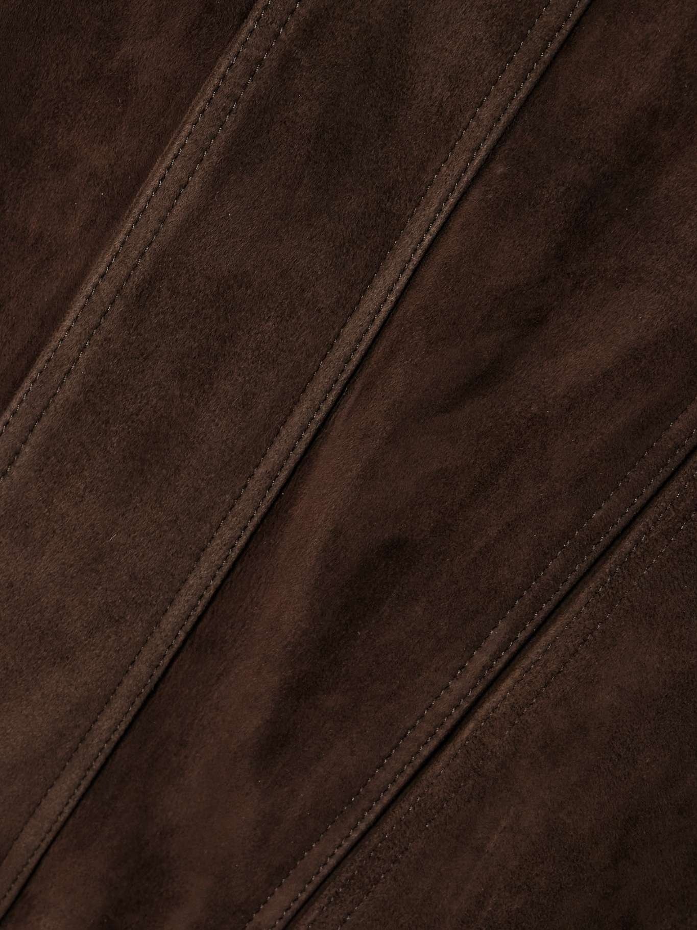 Dalma leather-trimmed suede bomber jacket Chocolate - 5