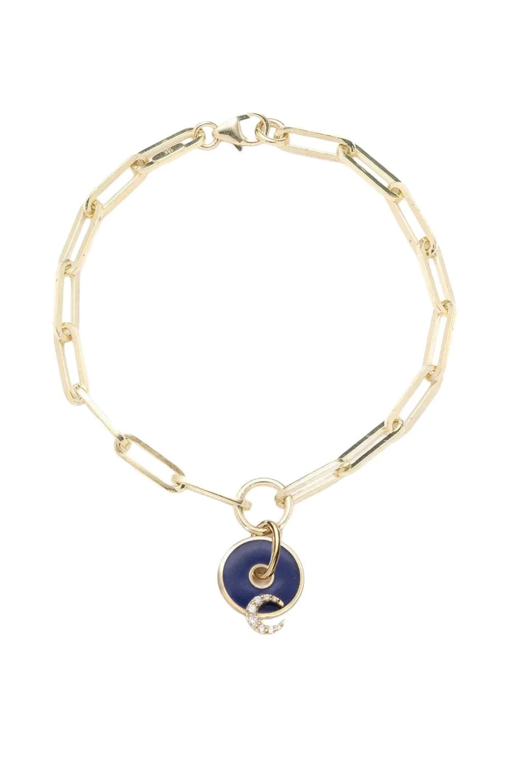 Blue Crescent- Karma Disk Classic Fob Clip Chain Bracelet - 1