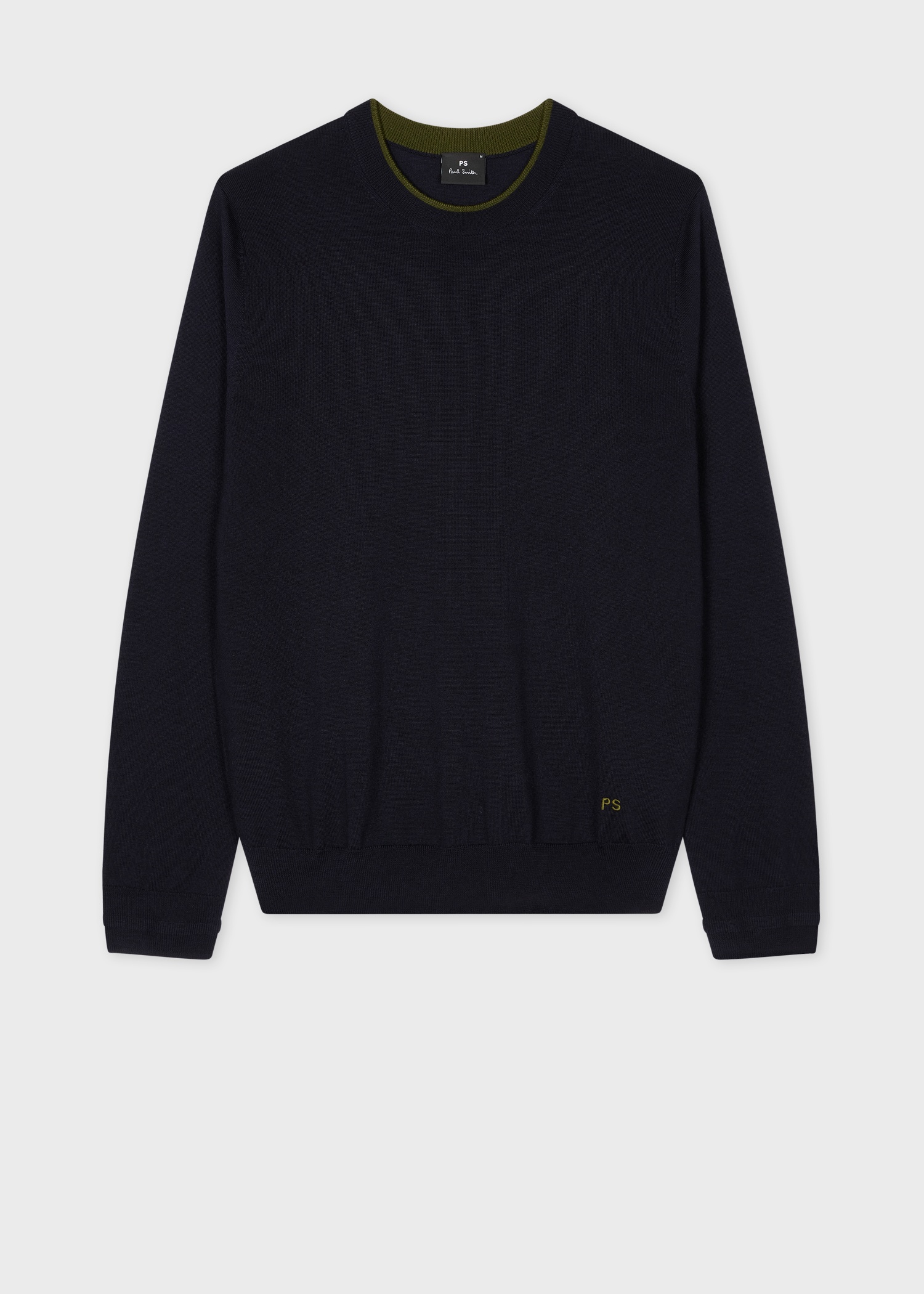 Navy Merino Contrast-Collar Sweater - 1