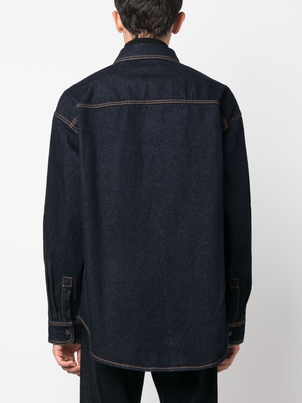 logo-embroidered denim shirt - 4