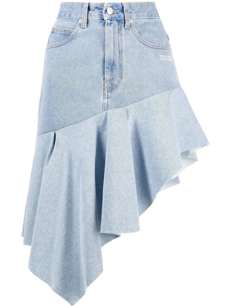 asymmetric ruffled denim skirt 1