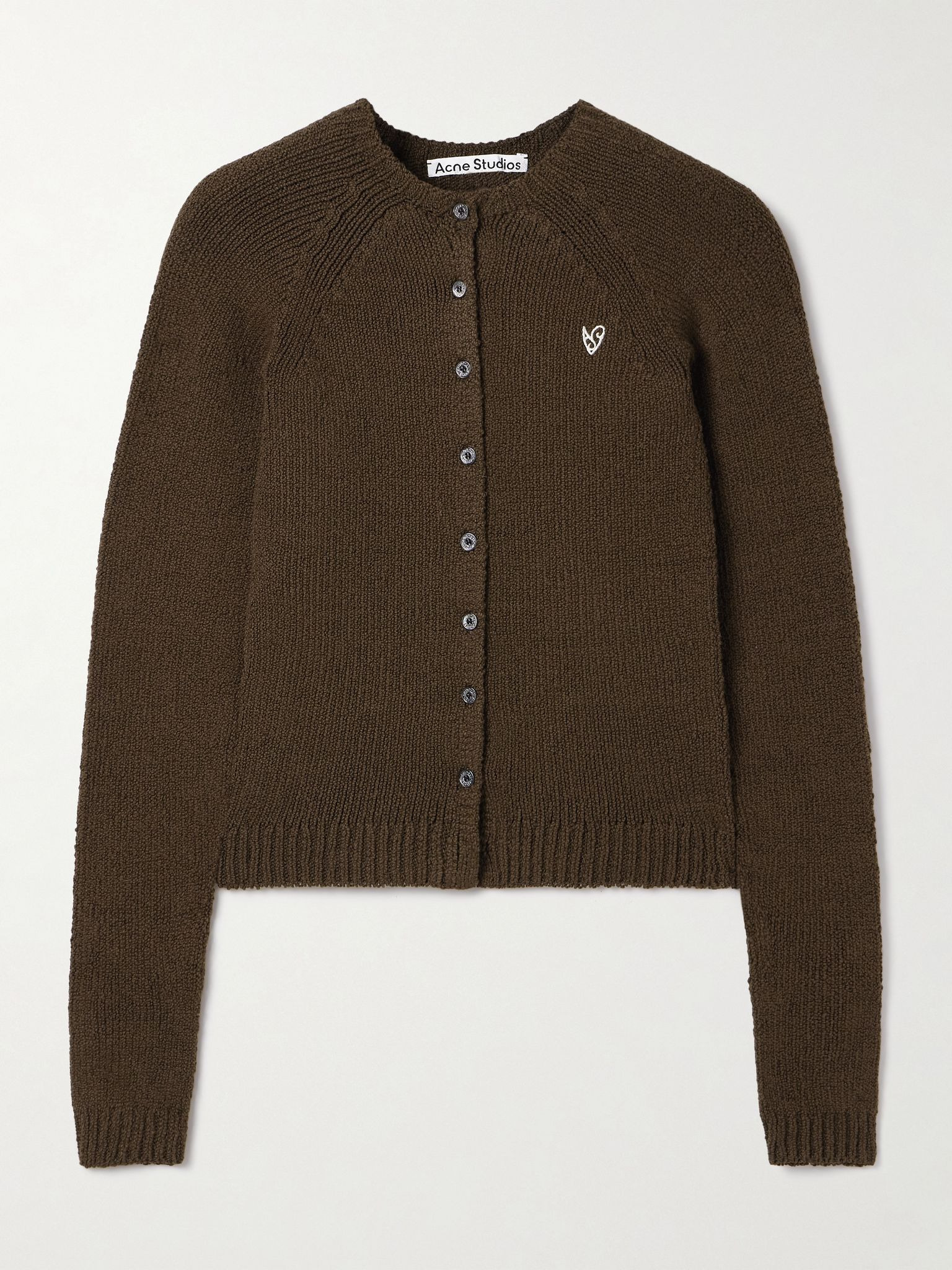 Embroidered organic cotton-blend cardigan Brown - 1