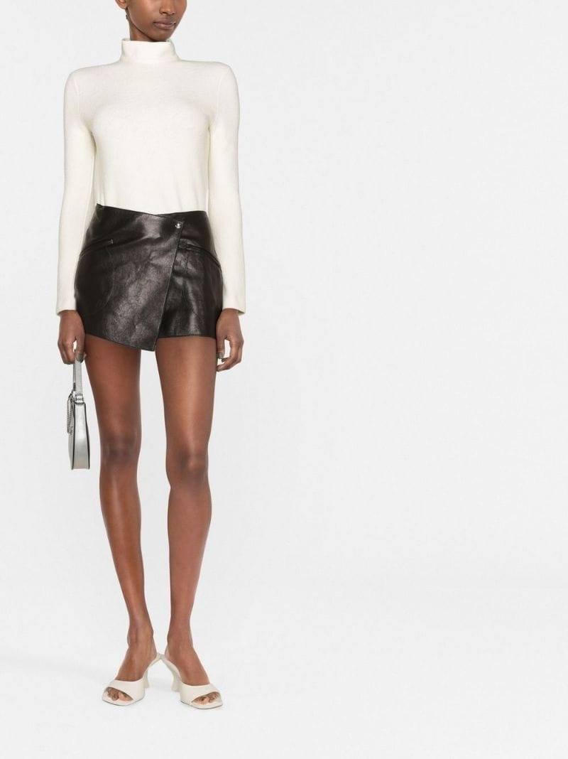 leather mini wrap skirt - 2