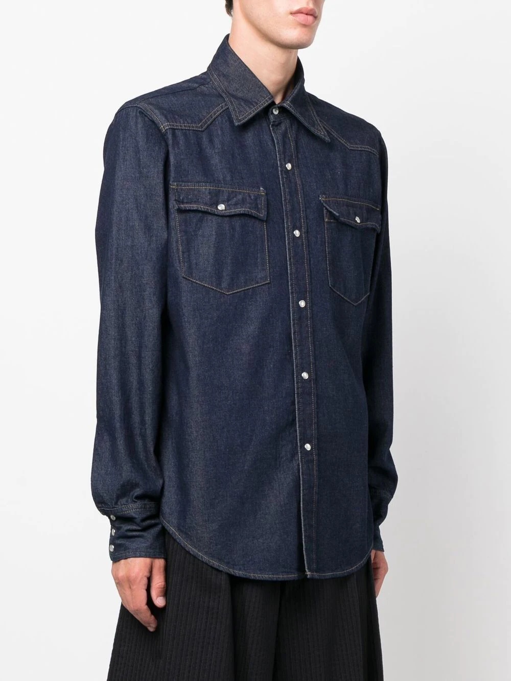 chest-pocket denim shirt - 4