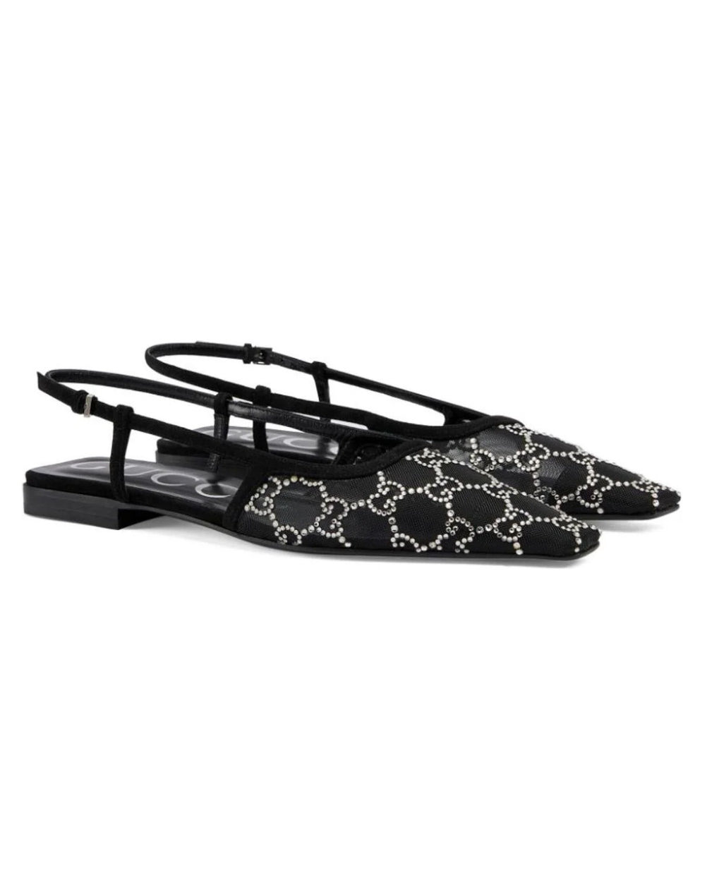 Gucci GG Crystal Slingback Flats - 1