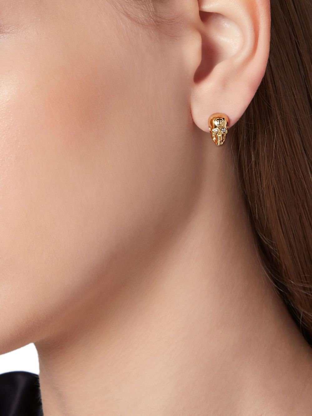 skull and logo stud earrings - 2