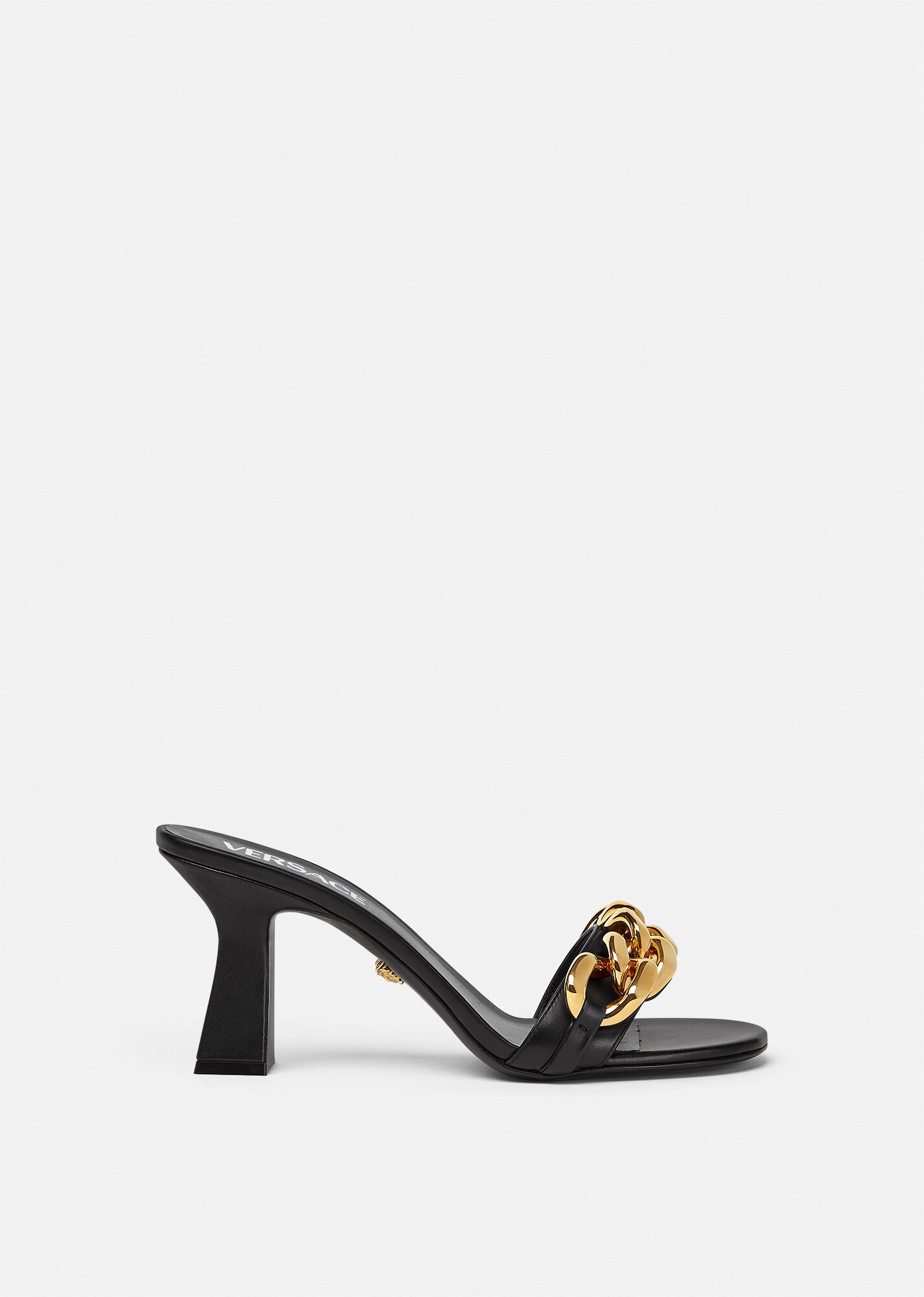 Chain Mid-Heel Leather Mules - 1