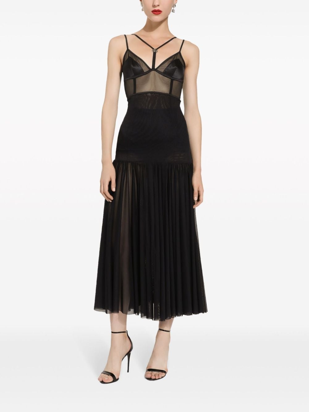 DG-plaque tulle midi dress - 3