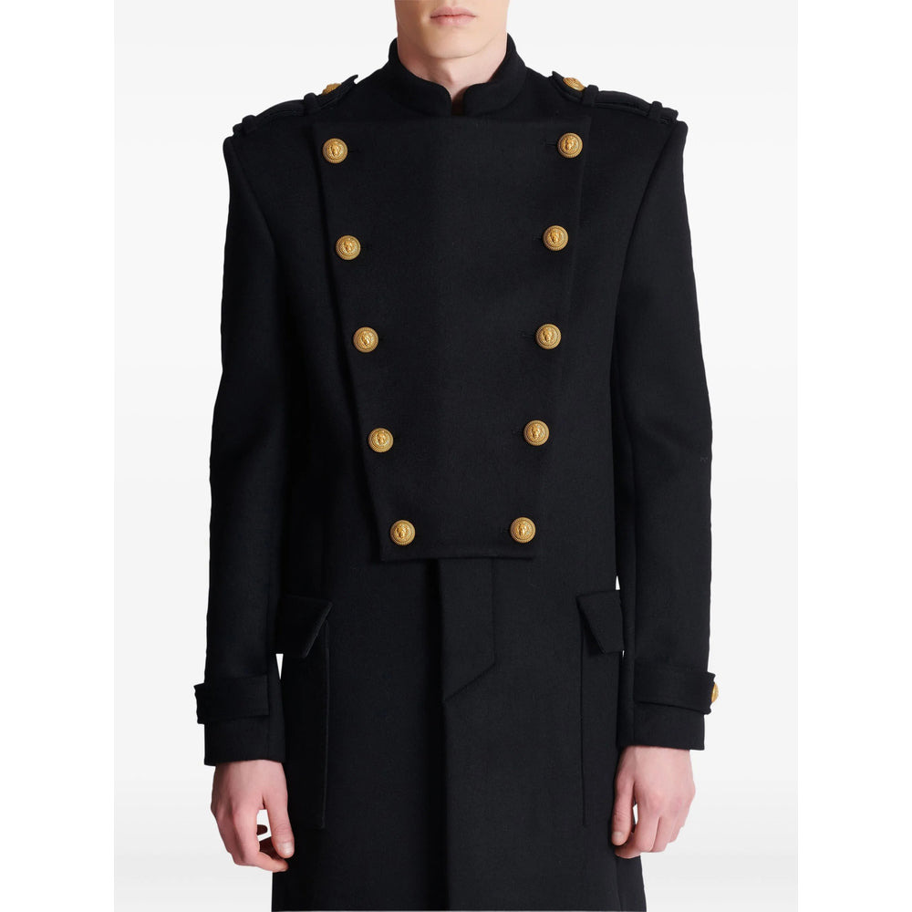 Balmain Black Coats - Double Breasted Coats Men - 6