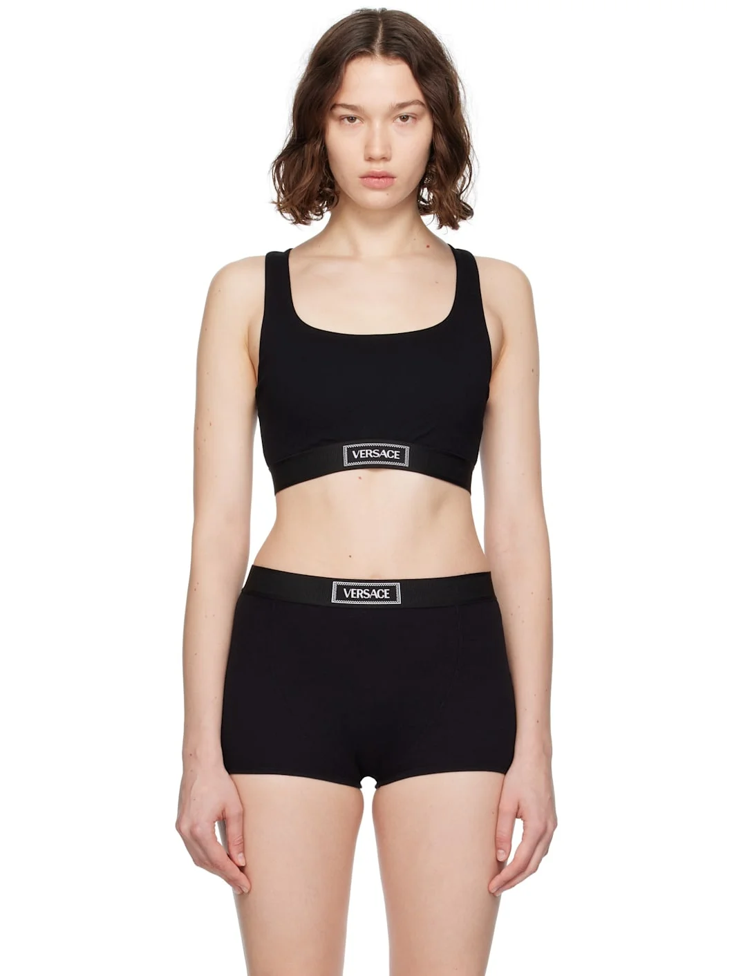 Black 'Versace' 90s Elastic Bra - 1