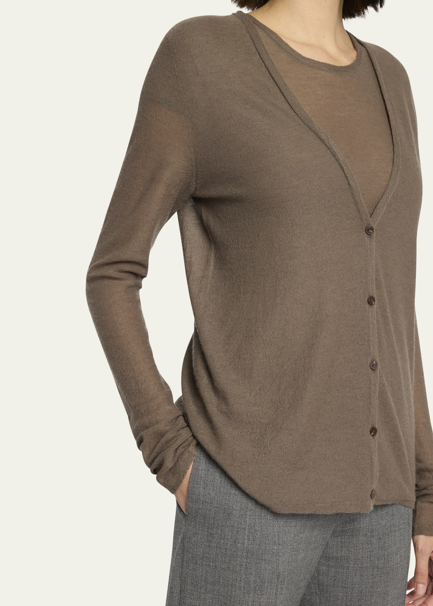 Kasem V-Neck Fine Cashmere Cardigan - 5