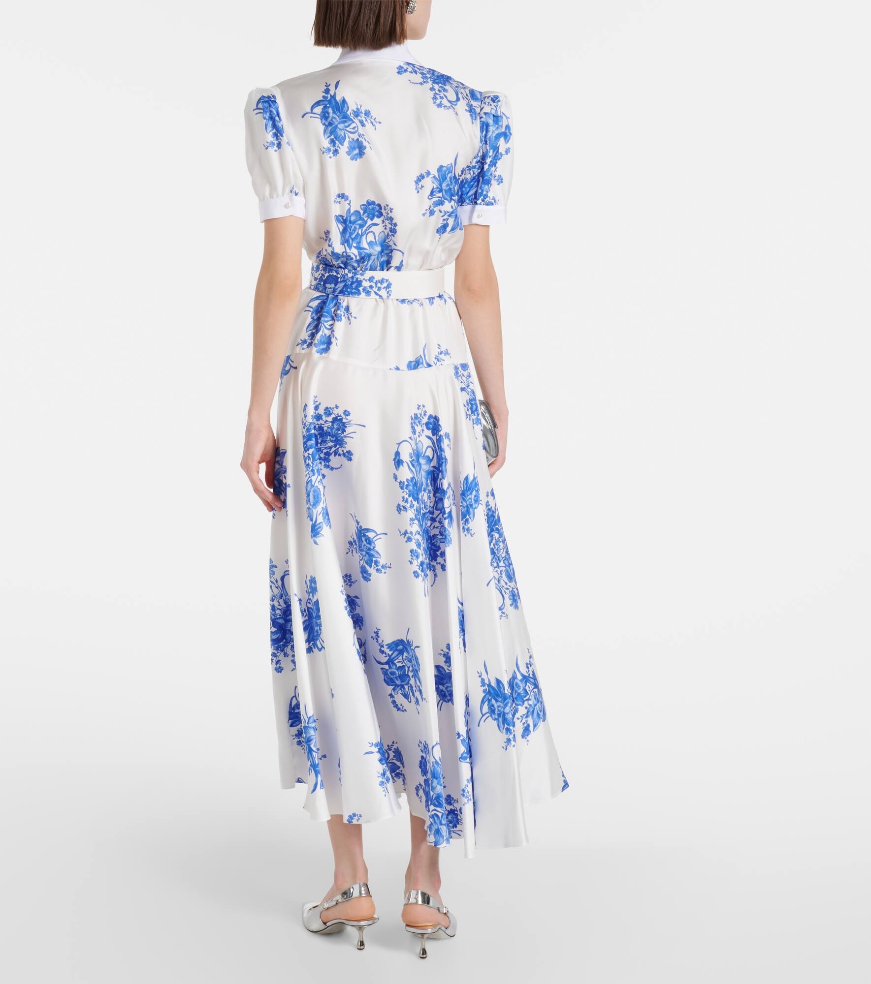 Floral silk midi dress - 3