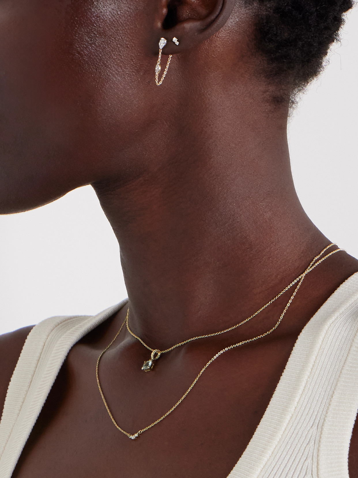 Dainty Trio 14-karat Gold Diamond Necklace - 5