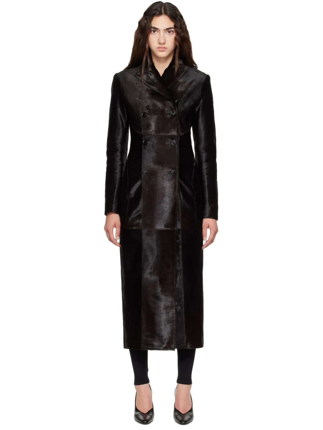Brown Tailored Pony Hair Coat - 1