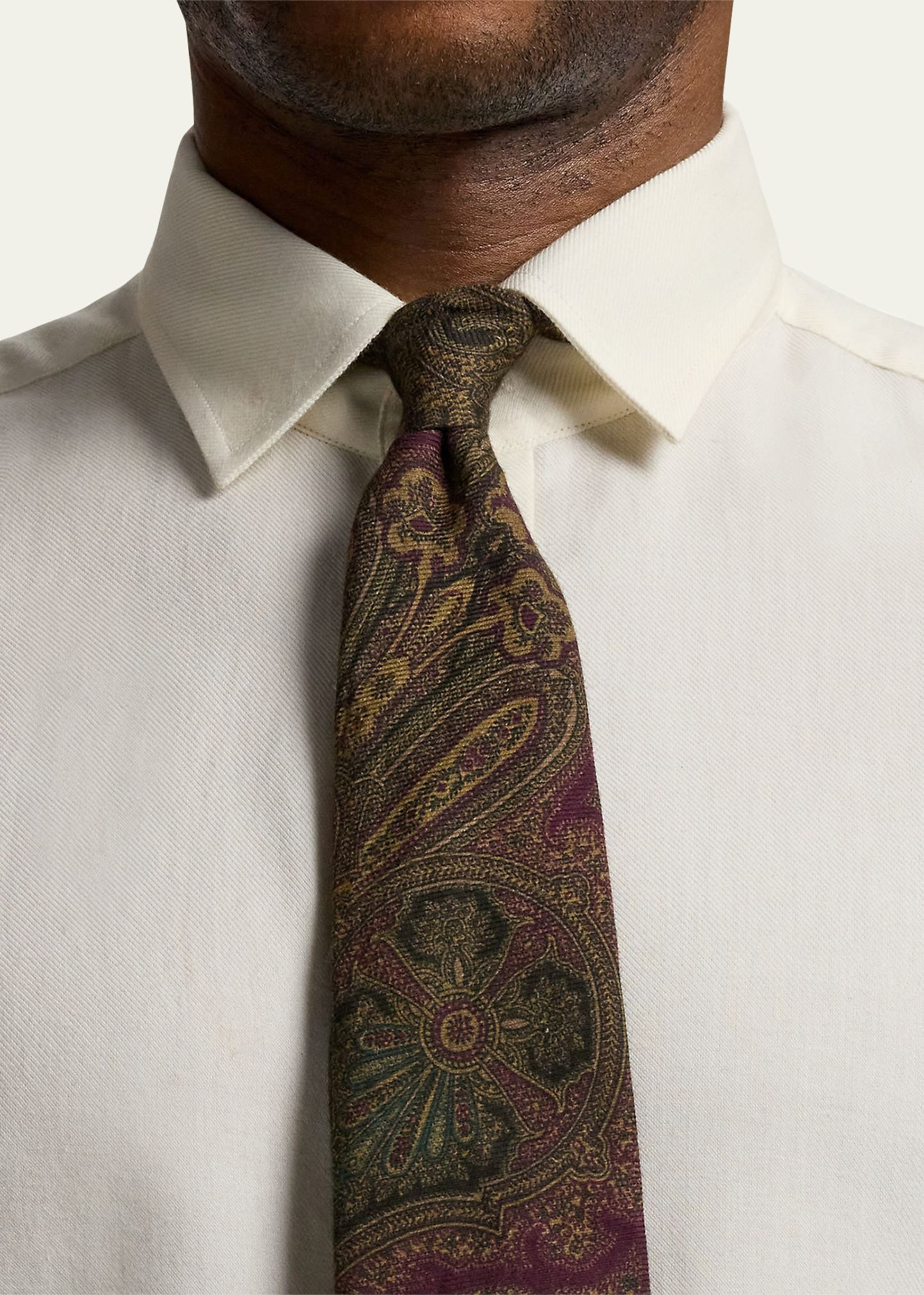 Men's Cotton Melange Herringbone Dress Shirt - 5
