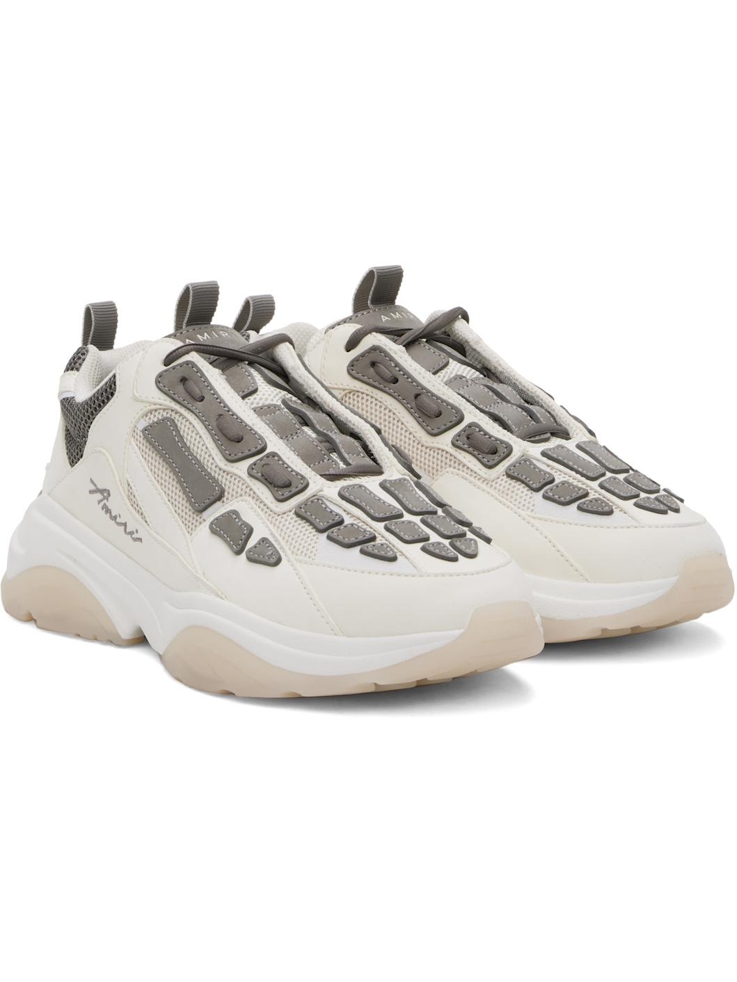White & Gray Bone Runner Sneakers - 4
