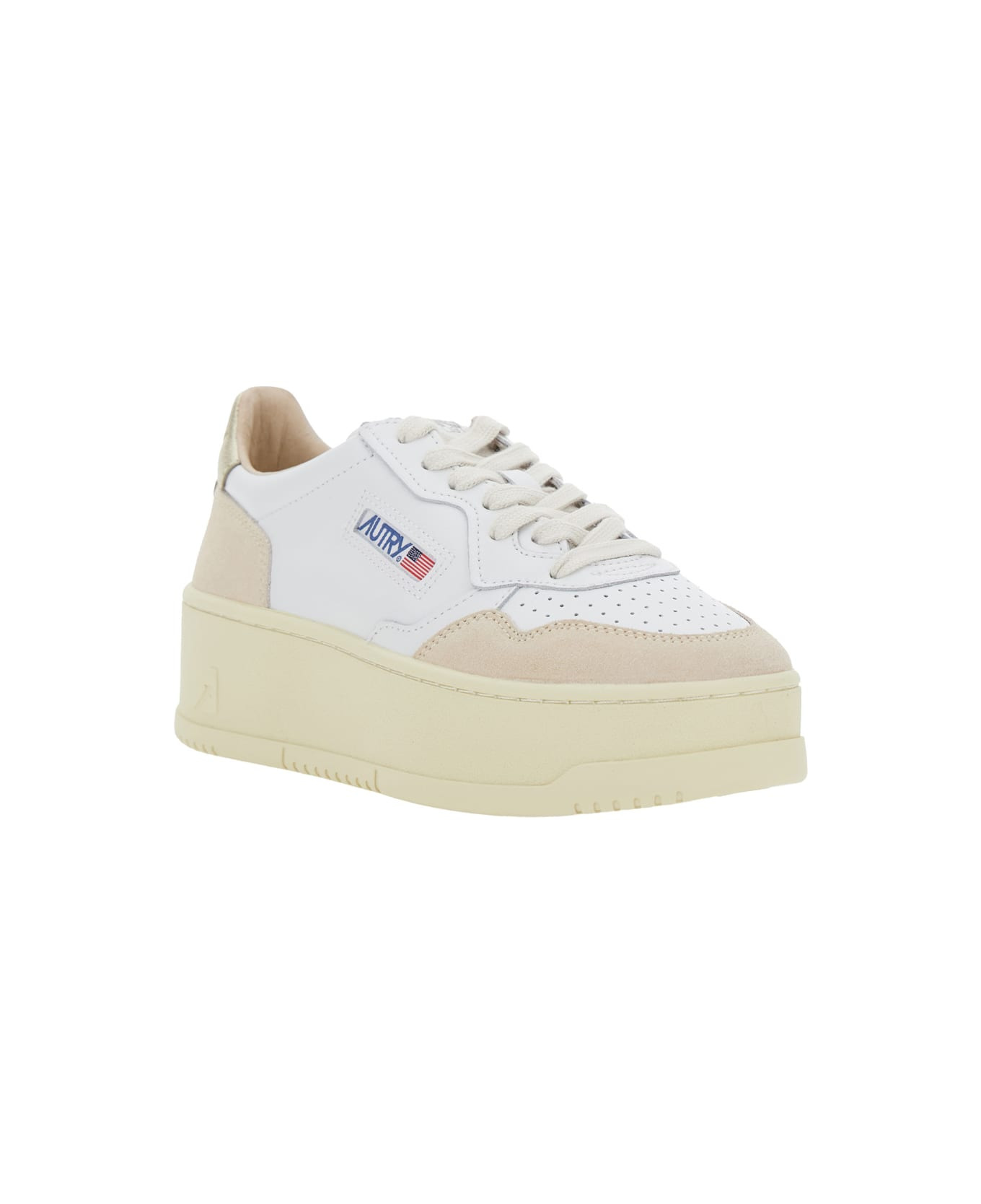 White Low Top Sneakers With Oversized Platform In Leather Woman - 2