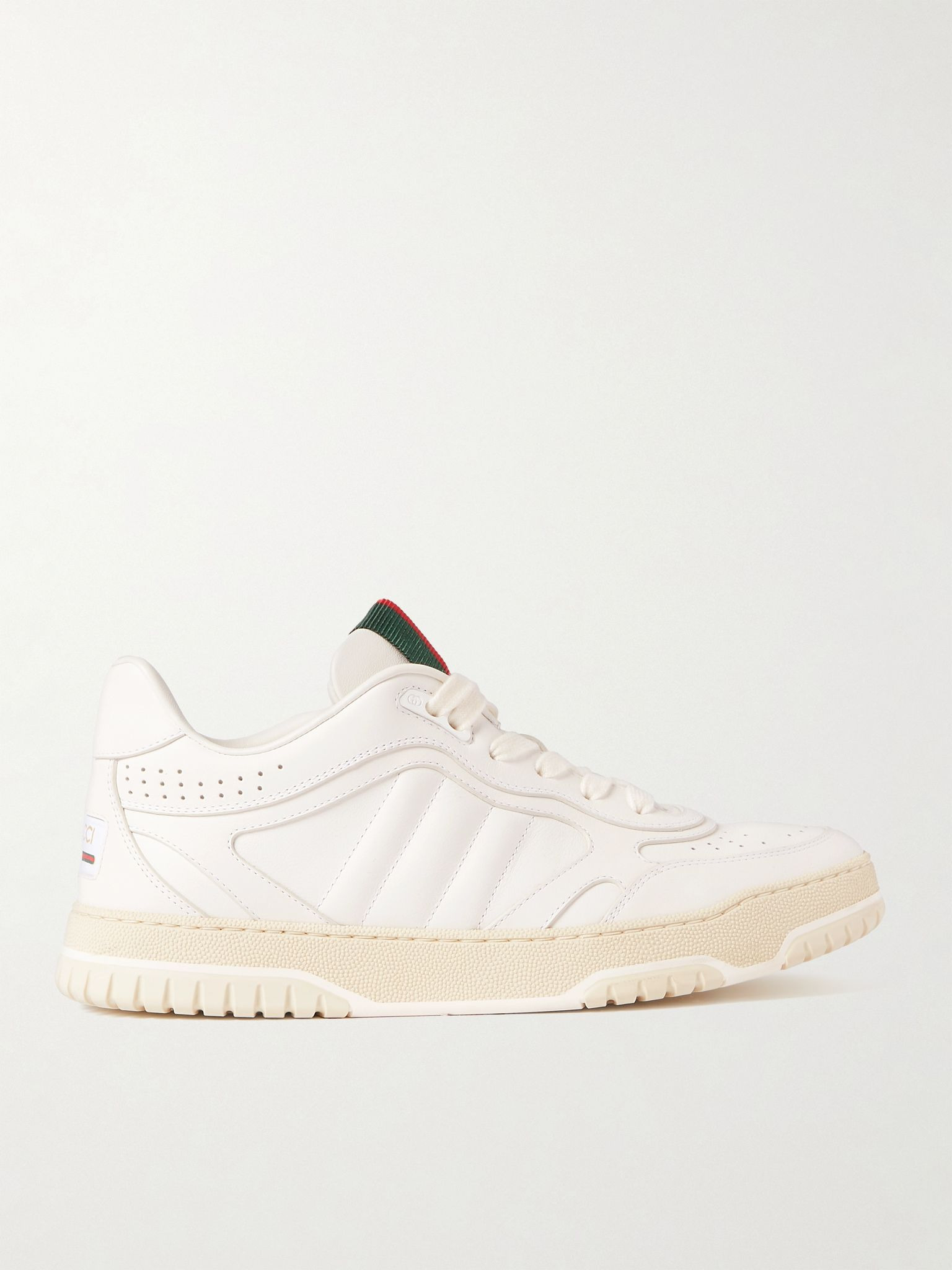 Re-Web grosgrain-trimmed leather sneakers White - 1