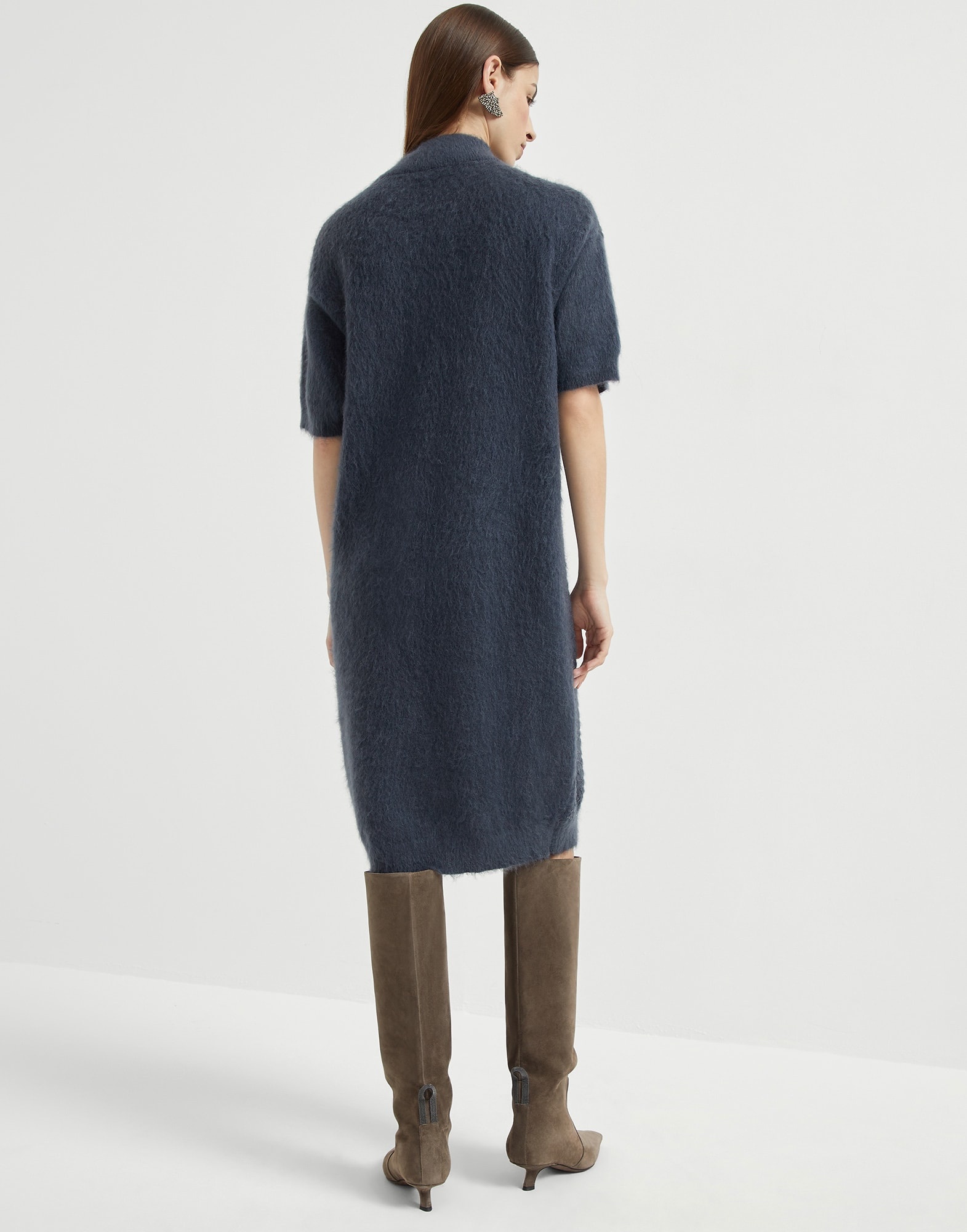 Mohair, virgin wool and cashmere knit dress with dazzling croc motif - 2