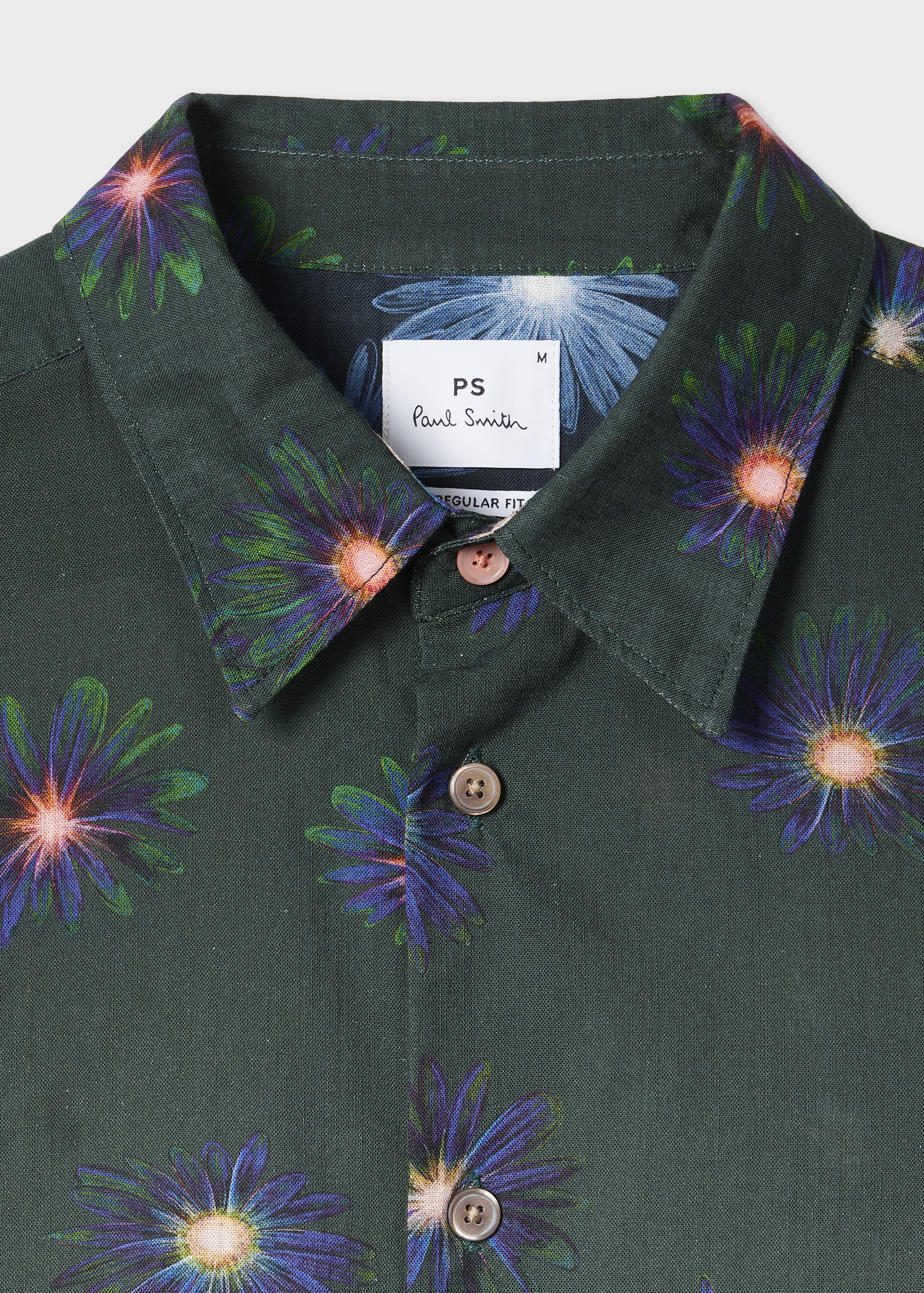 Dark Green 'Luminescent Floral' Print Shirt - 2