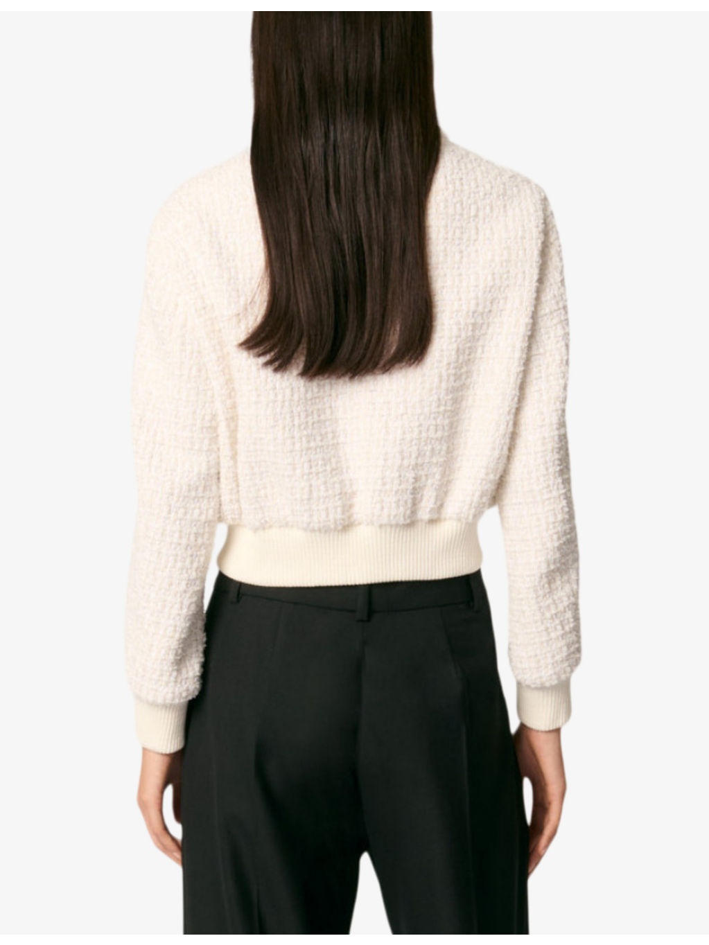 Button-down ribbed-hem tweed jacket - 4