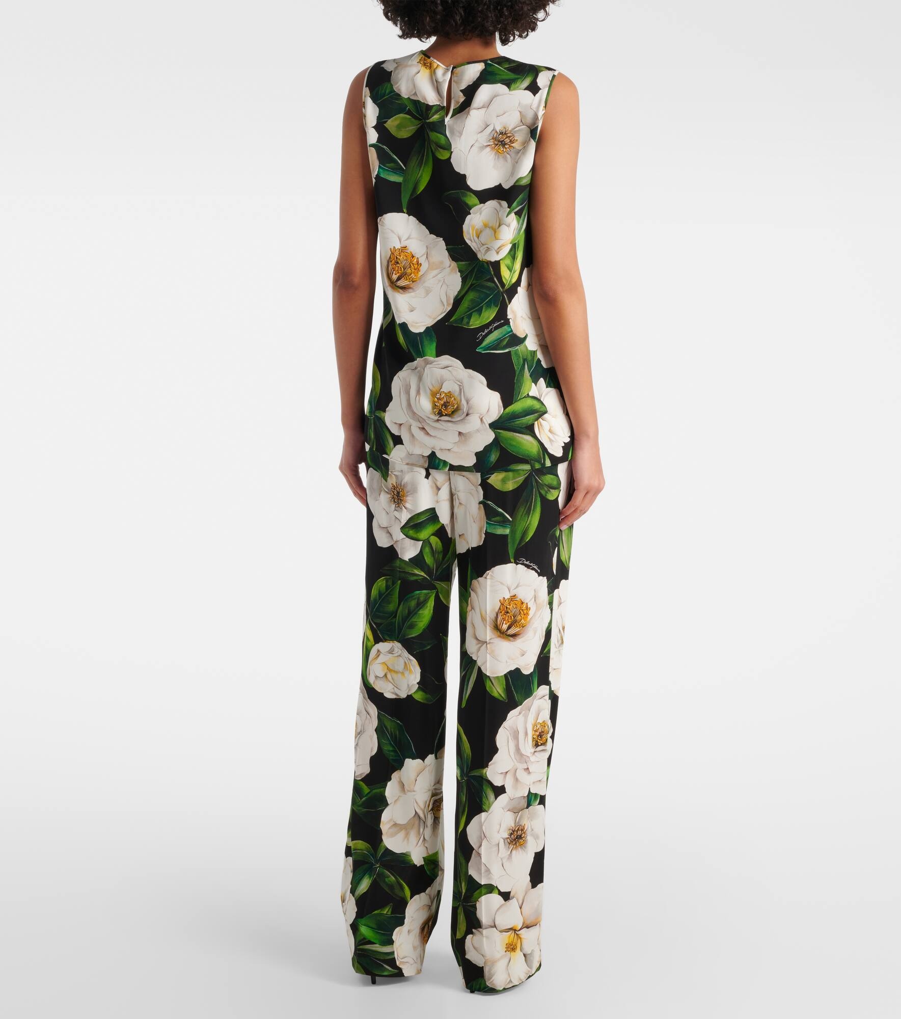Floral silk-blend charmeuse top - 3