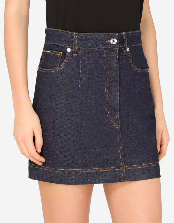 Deep blue denim miniskirt - 4