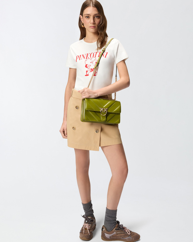 LOVE BAG ONE MEDIUM SHOULDER BAG IN CHEVRON LEATHER AND NAPPA WITH TRIPLE CHAIN 6