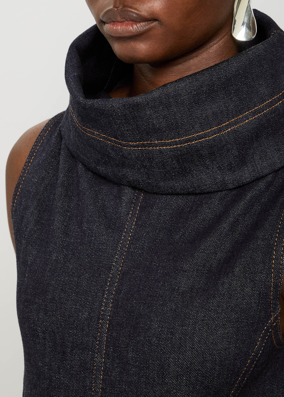 Jacquemus La Triangle De-nîmes Panelled Midi Dress - 5