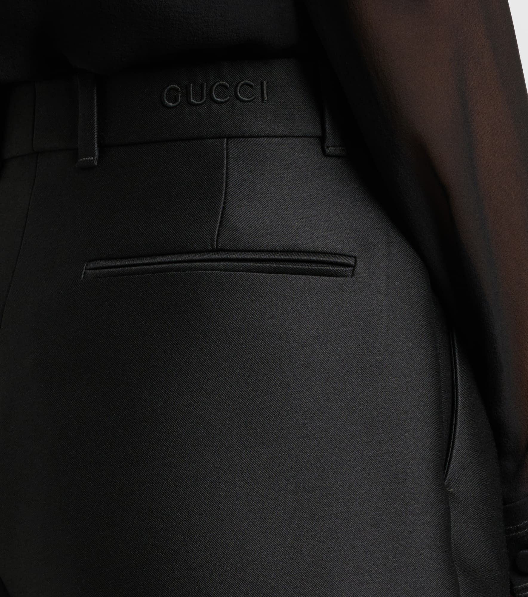 Wool and silk gabardine straight pants - 6
