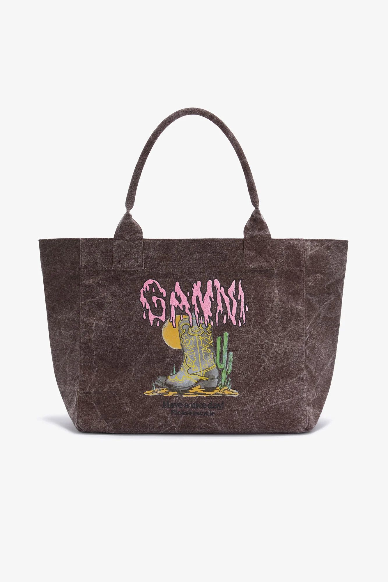 BROWN MEDIUM WESTERN BOOT TOTE - 1